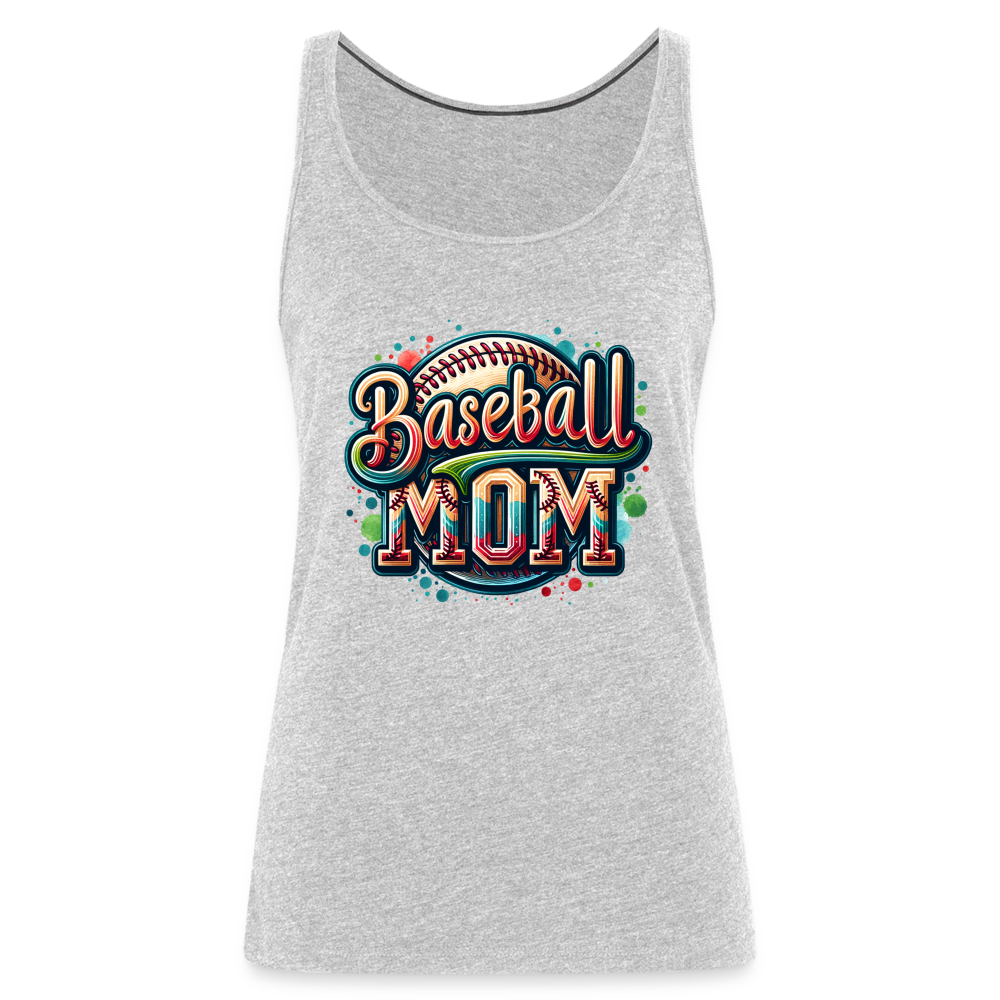 Baseball Mom Premium Tank Top Color: heather gray