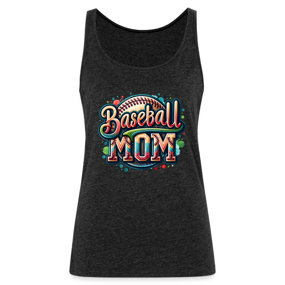 Baseball Mom Premium Tank Top Color: charcoal grey