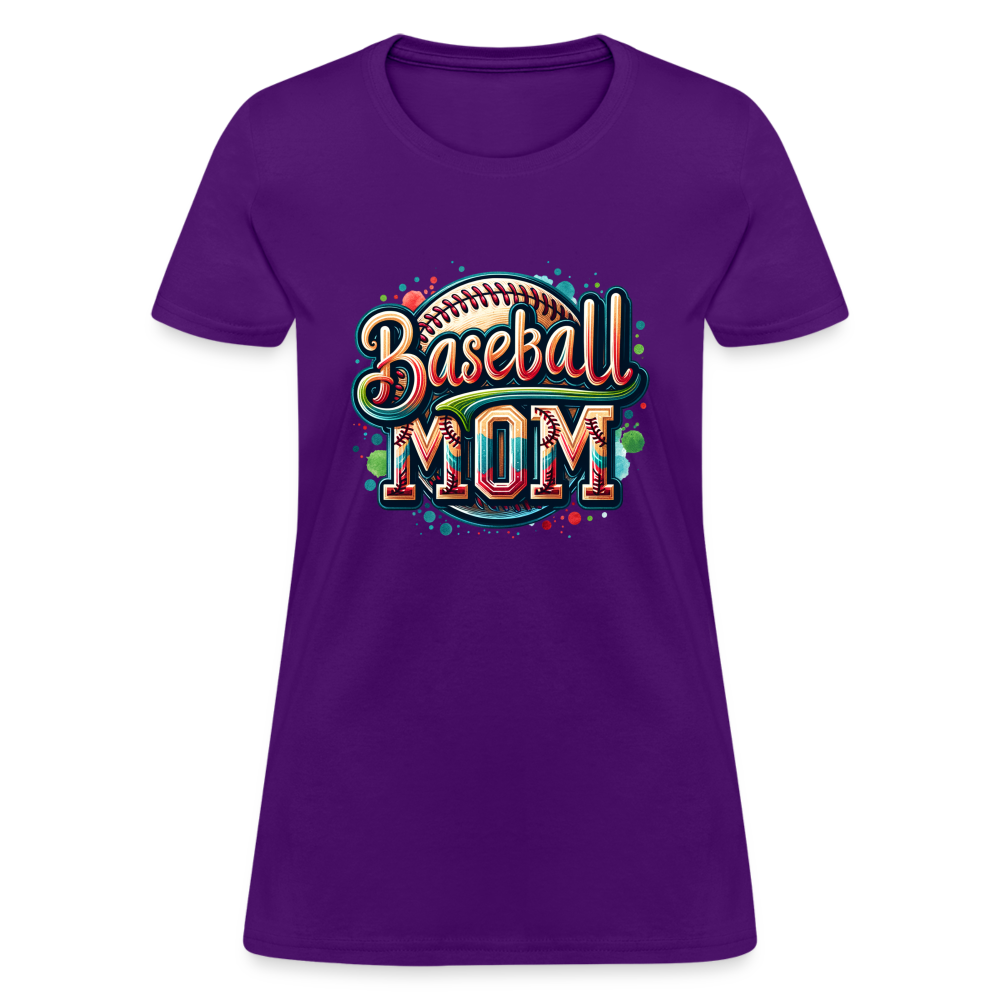 Baseball Mom Women's Contoured T-Shirt - purple