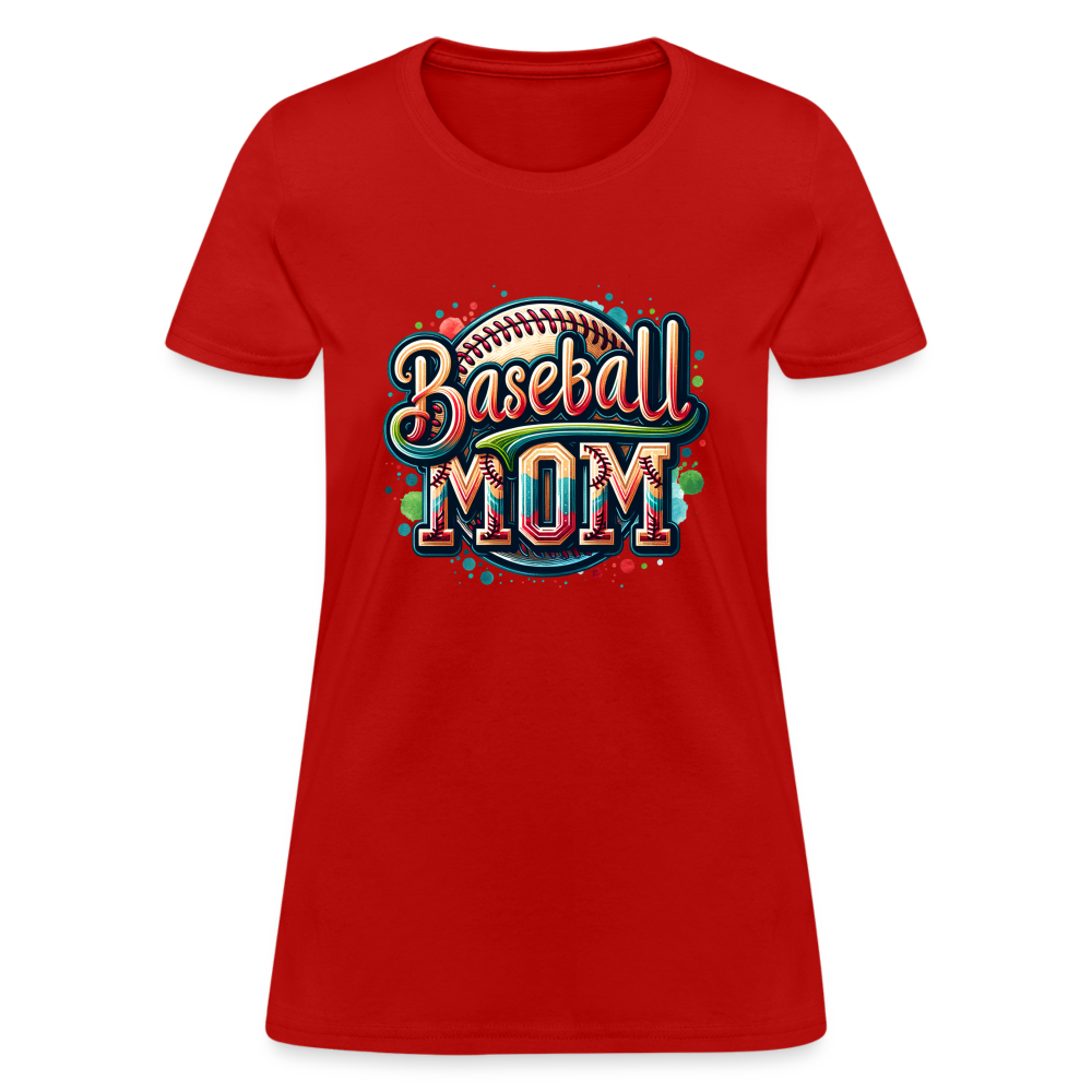 Baseball Mom Women's Contoured T-Shirt - red