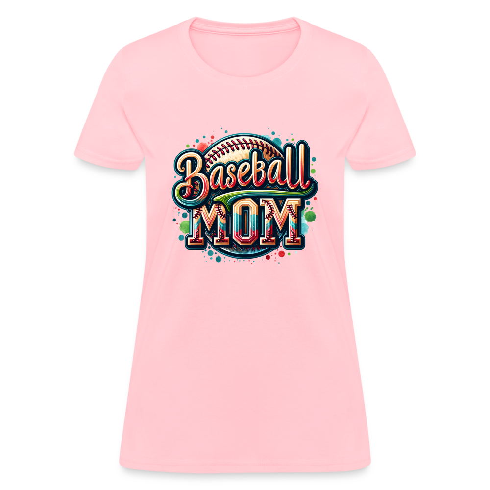 Baseball Mom Women's Contoured T-Shirt - pink