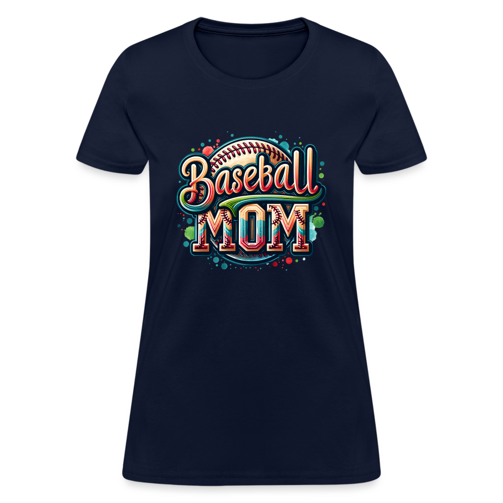 Baseball Mom Women's Contoured T-Shirt - navy