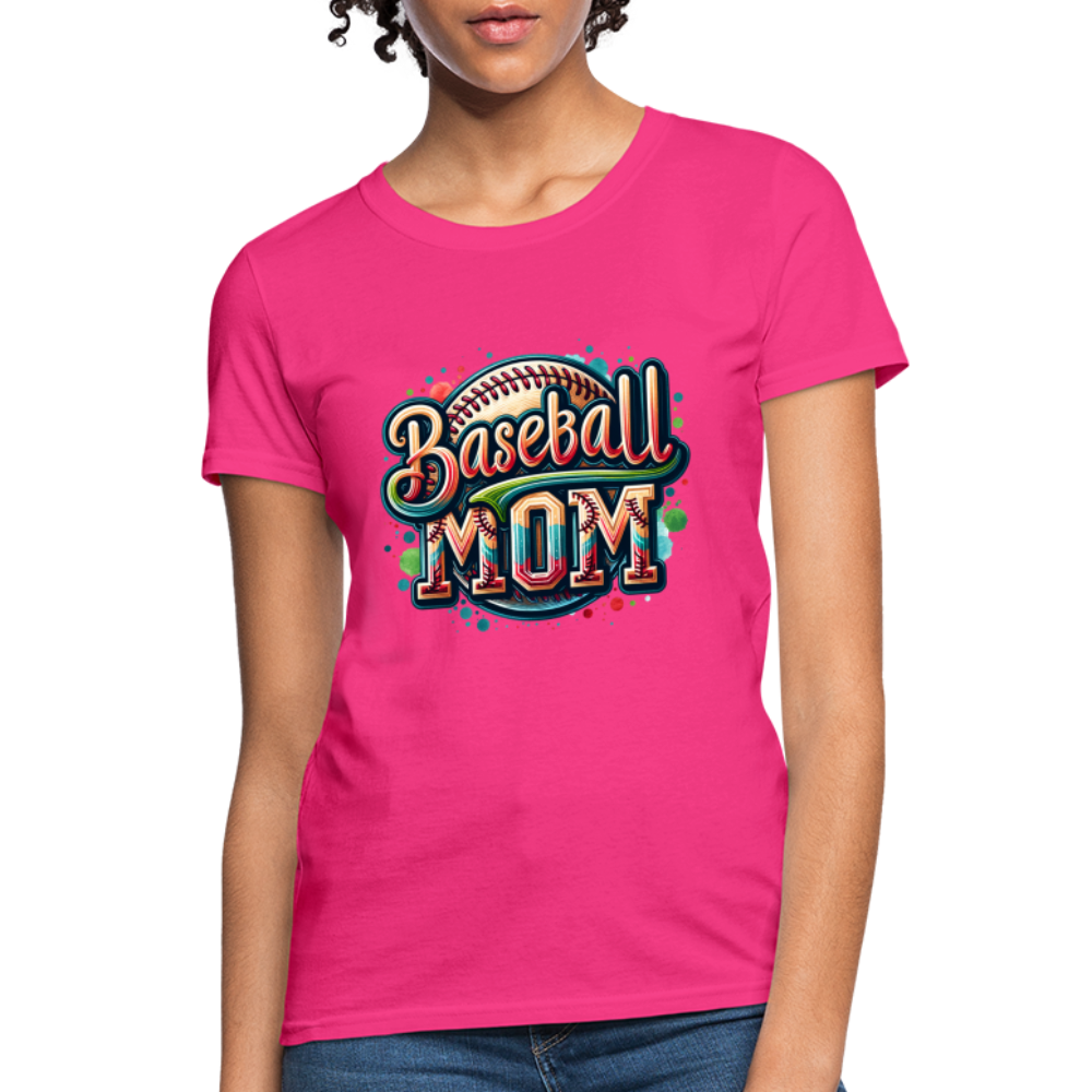 Baseball Mom Women's Contoured T-Shirt - fuchsia