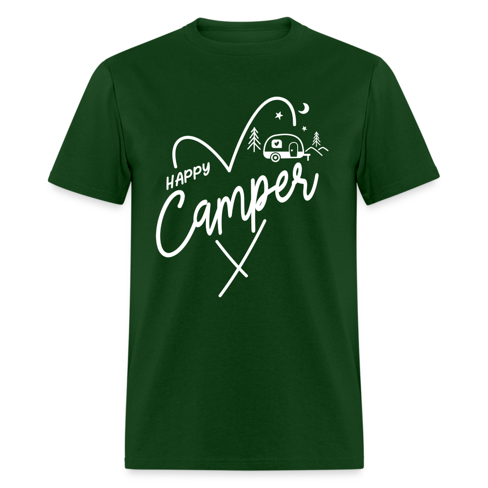 Happy Camper T-Shirt (Love Camping in Nature) - forest green