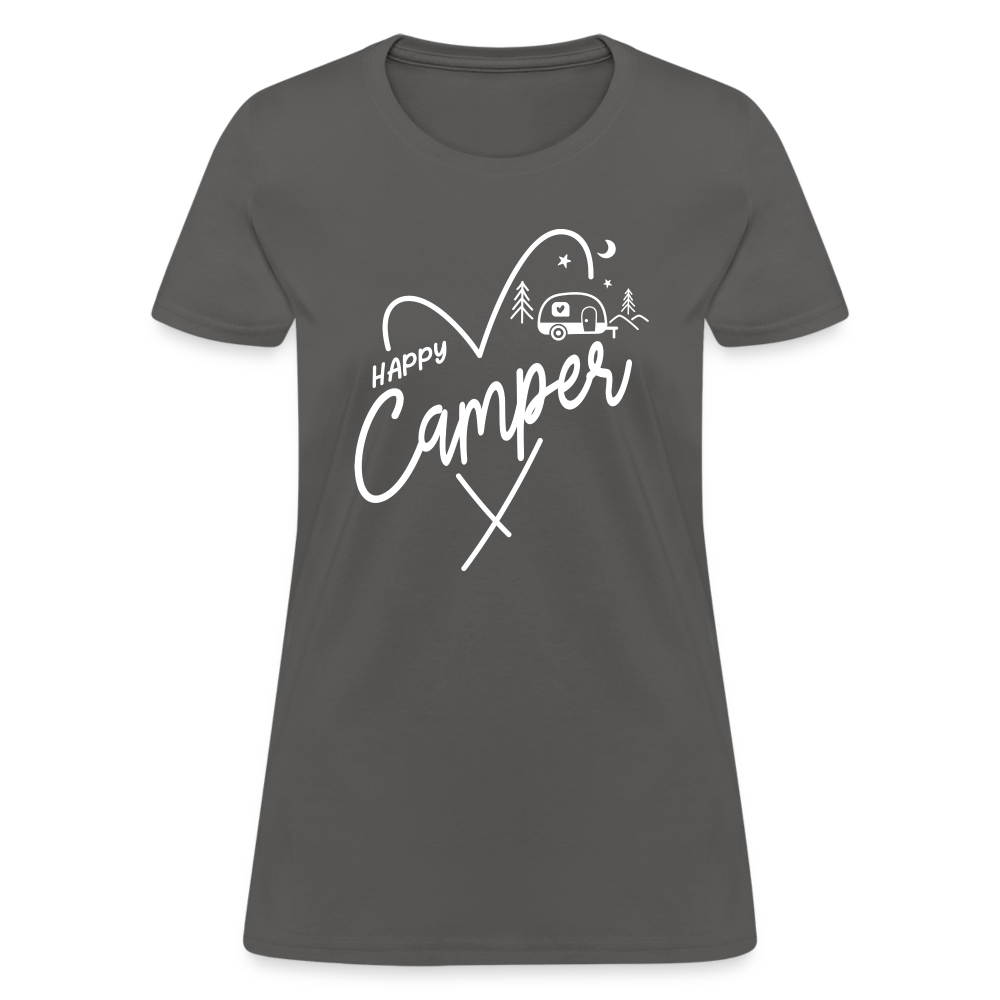 Happy Camper Women's T-Shirt (Love Camping in Nature) - charcoal