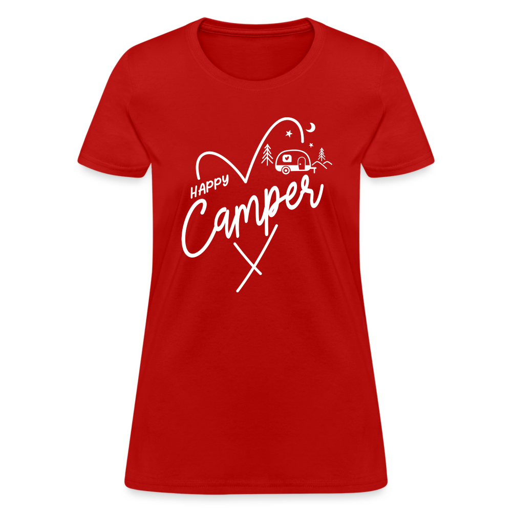 Happy Camper Women's T-Shirt (Love Camping in Nature) - red