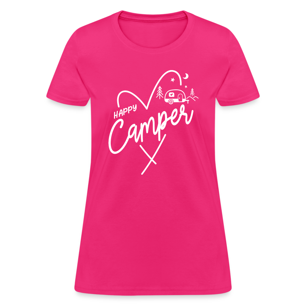 Happy Camper Women's T-Shirt (Love Camping in Nature) - fuchsia