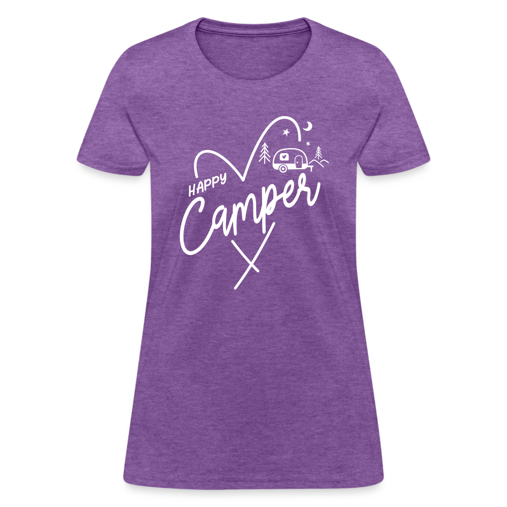 Happy Camper Women's T-Shirt (Love Camping in Nature) - purple heather