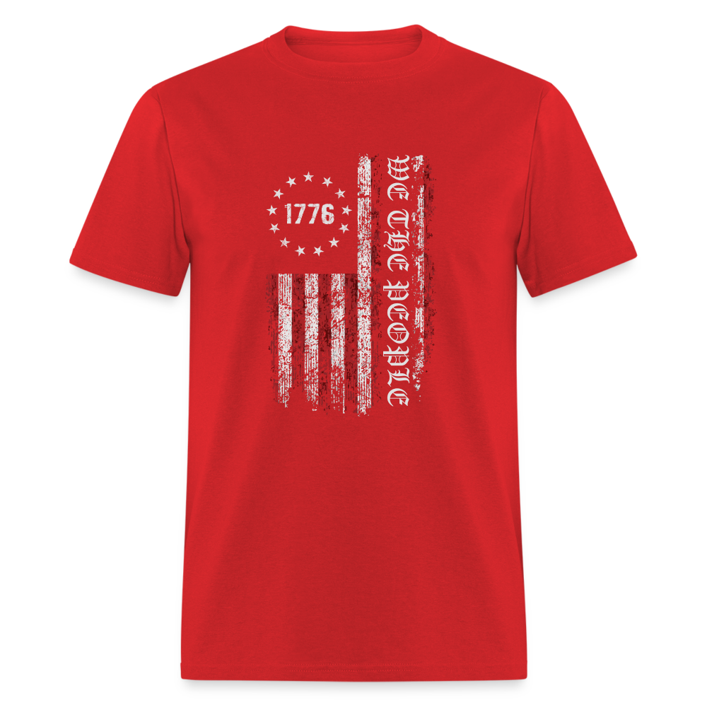 We The People with American Flag T-Shirt (1776) - red