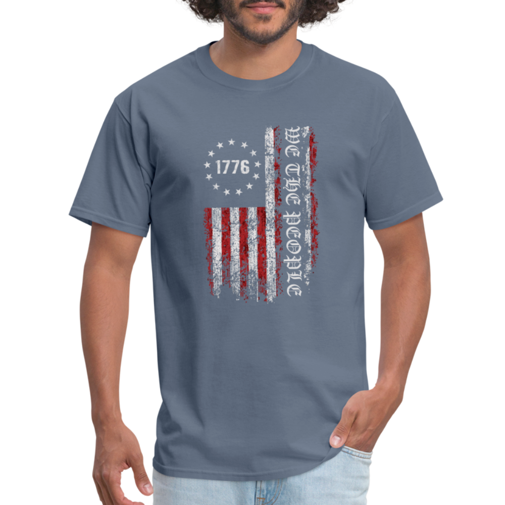 We The People with American Flag T-Shirt (1776) - denim