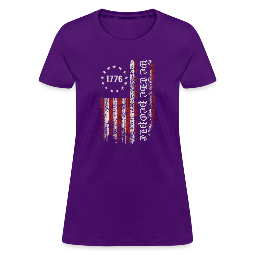 We The People with American Flag Women's T-Shirt (1776) - purple