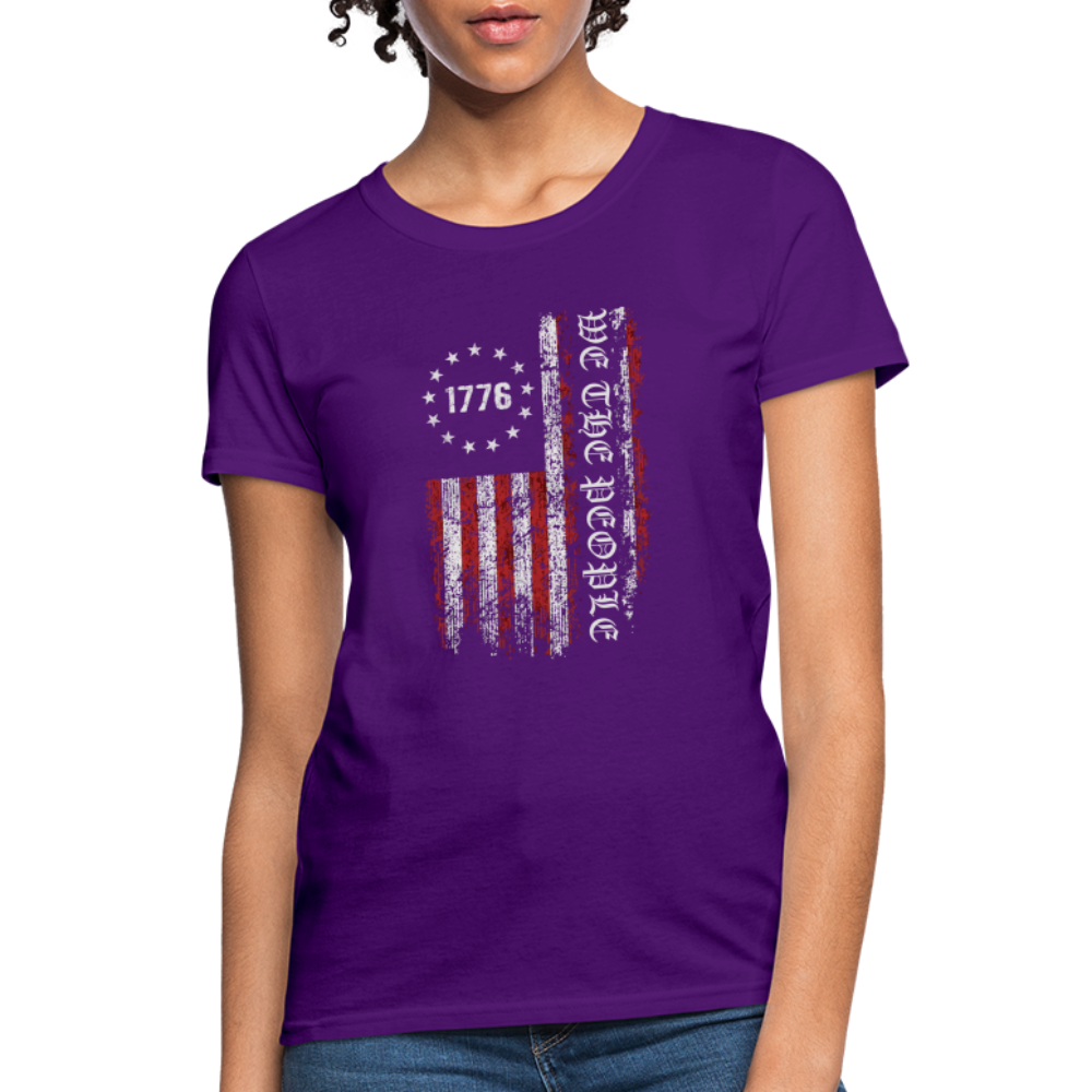 We The People with American Flag Women's T-Shirt (1776) - purple