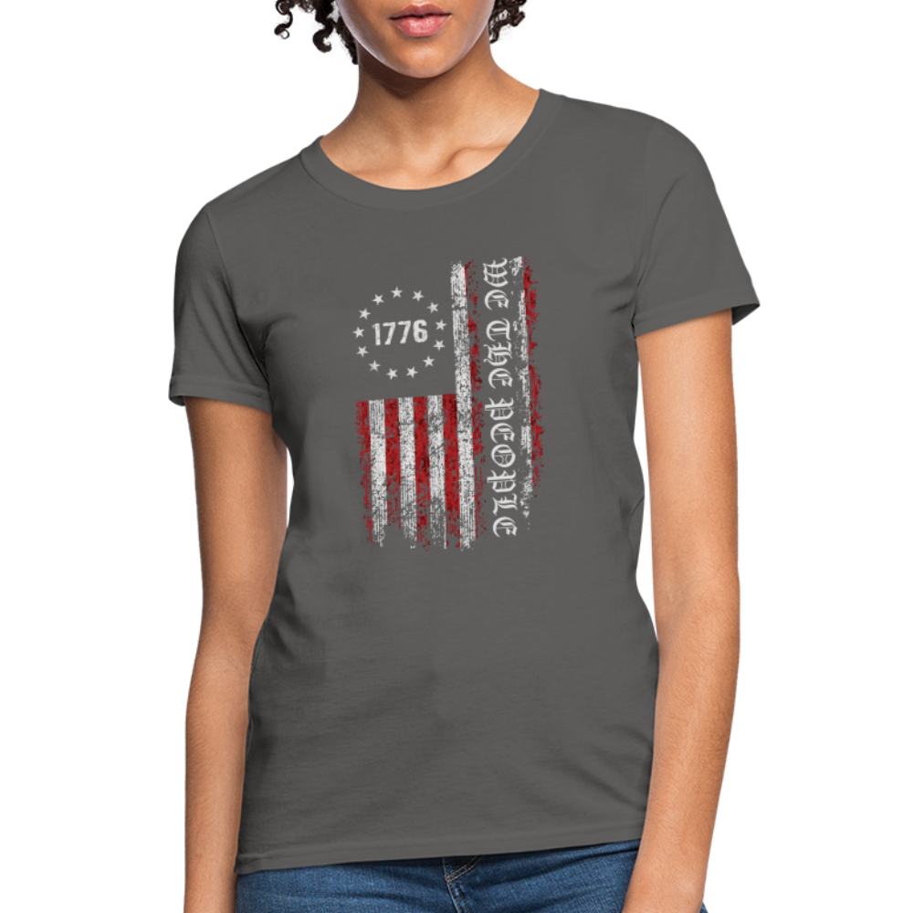 We The People with American Flag Women's T-Shirt (1776) - charcoal