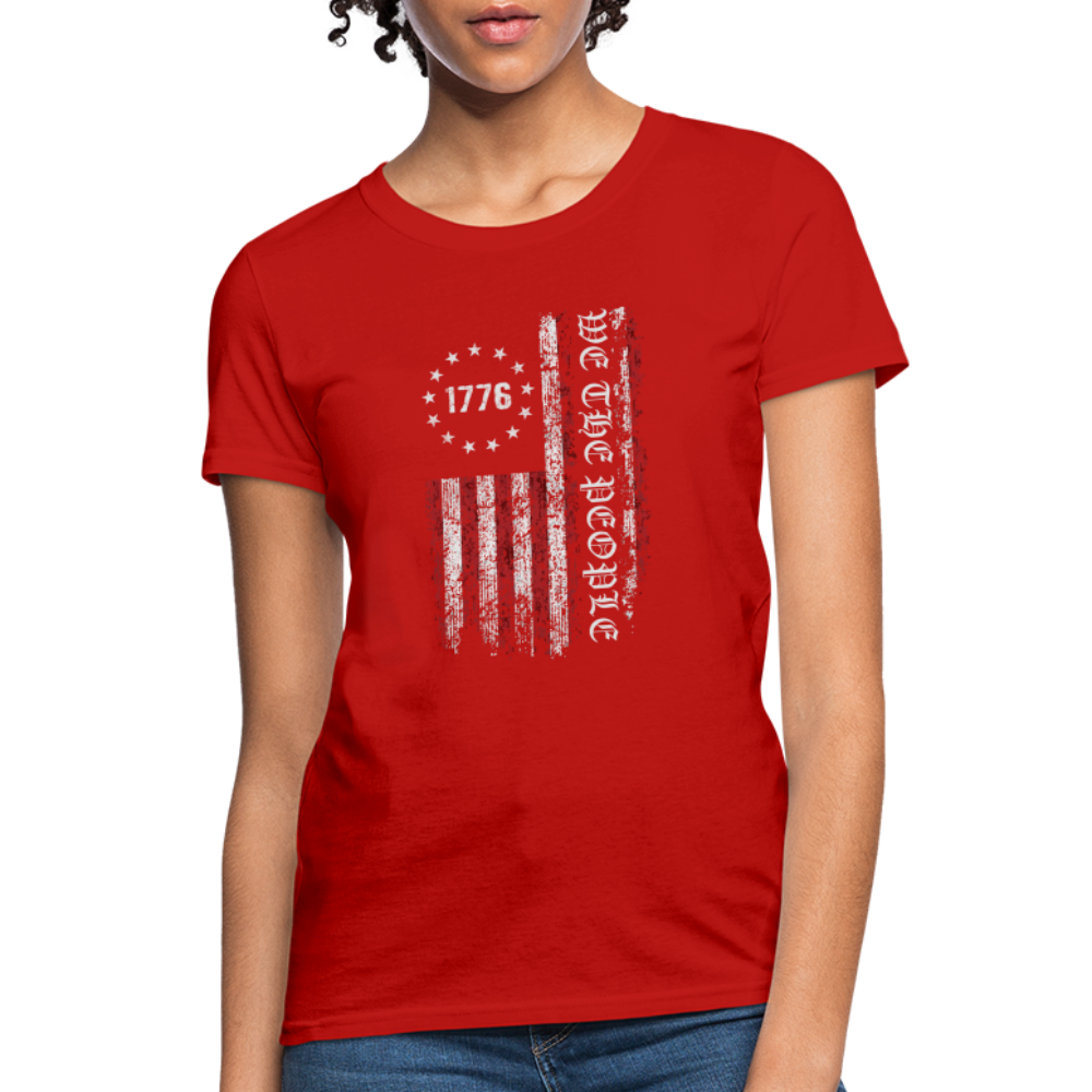 We The People with American Flag Women's T-Shirt (1776) - red
