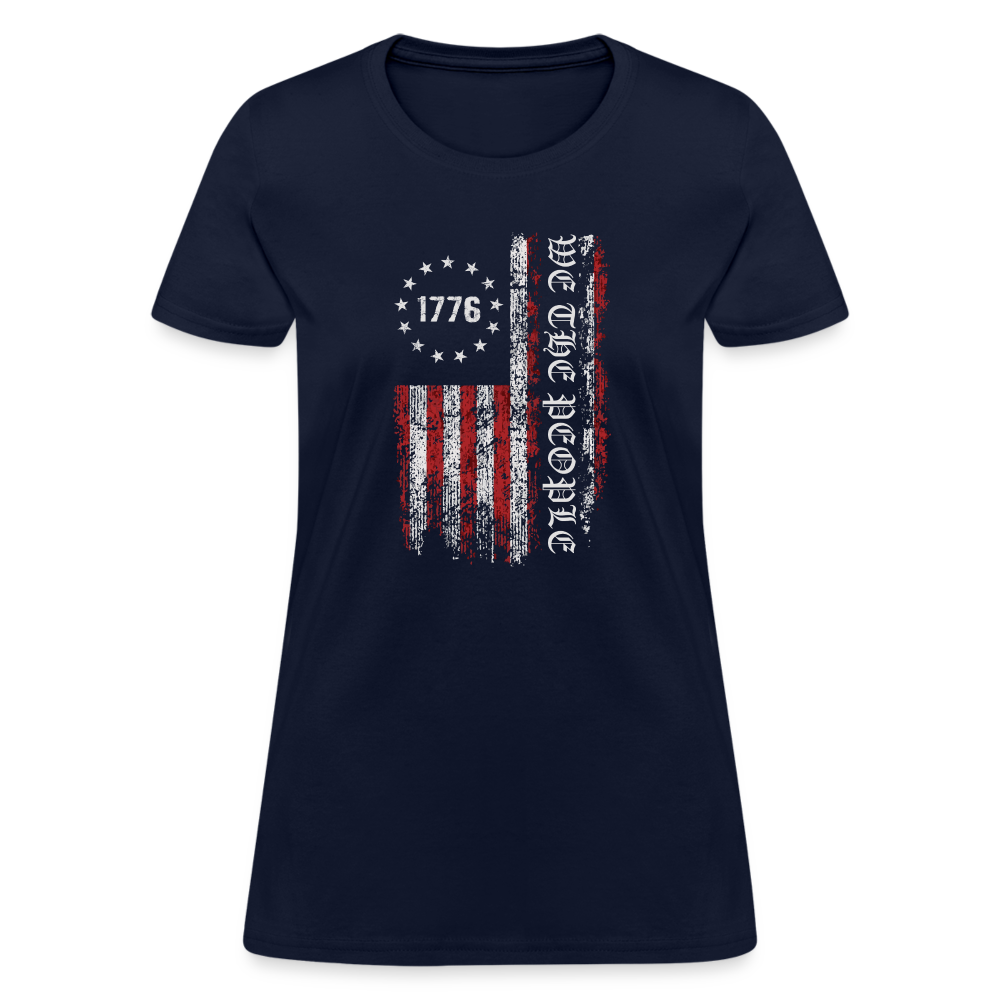 We The People with American Flag Women's T-Shirt (1776) - navy