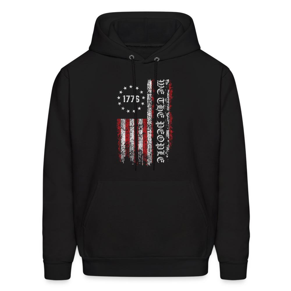 We The People with American Flag Hoodie (1776) - black