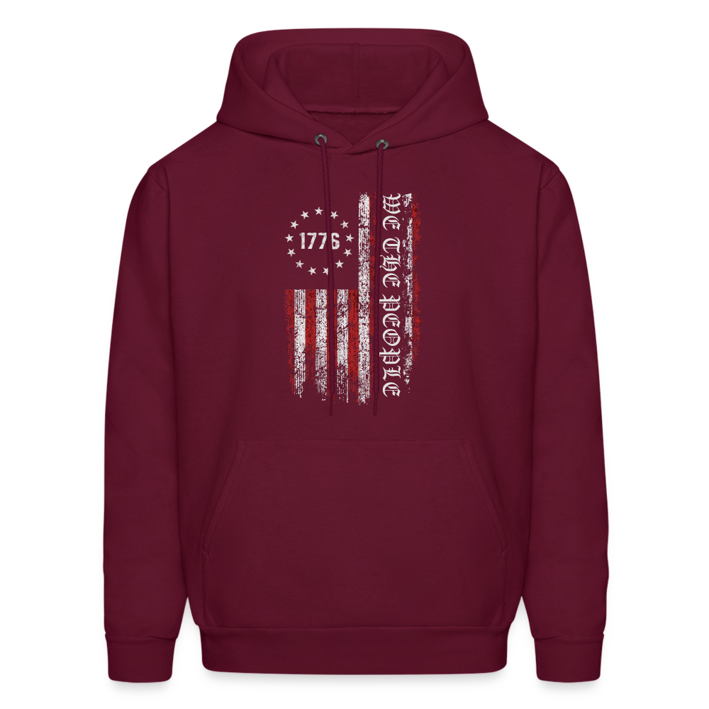 We The People with American Flag Hoodie (1776) - burgundy