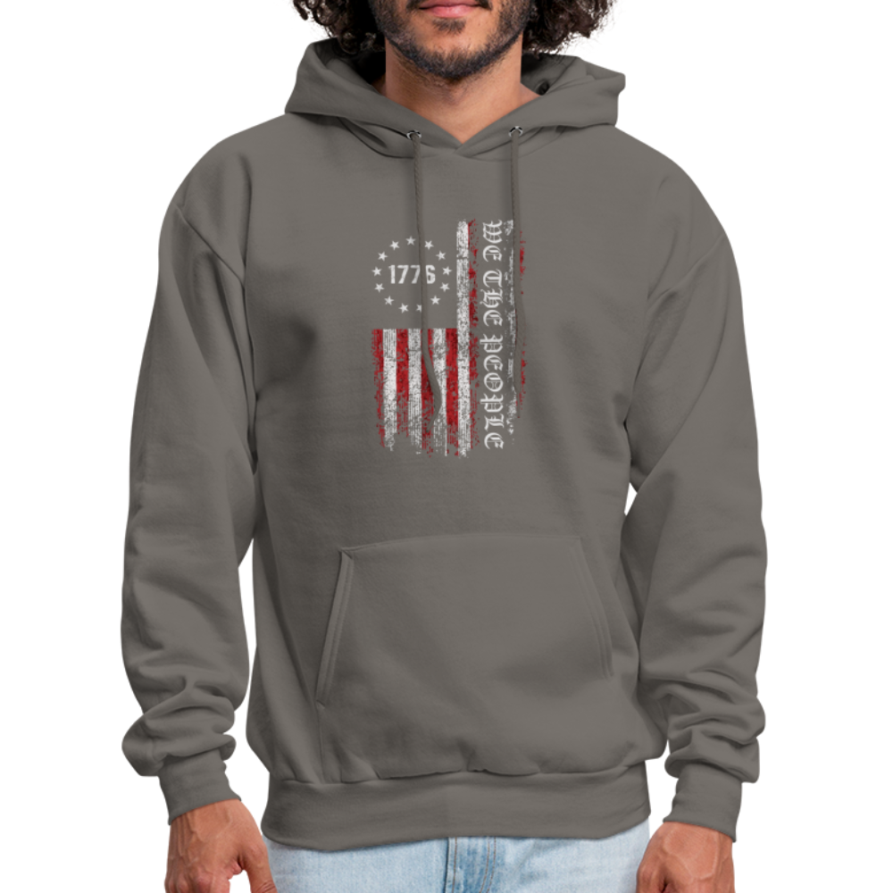 We The People with American Flag Hoodie (1776) - asphalt gray
