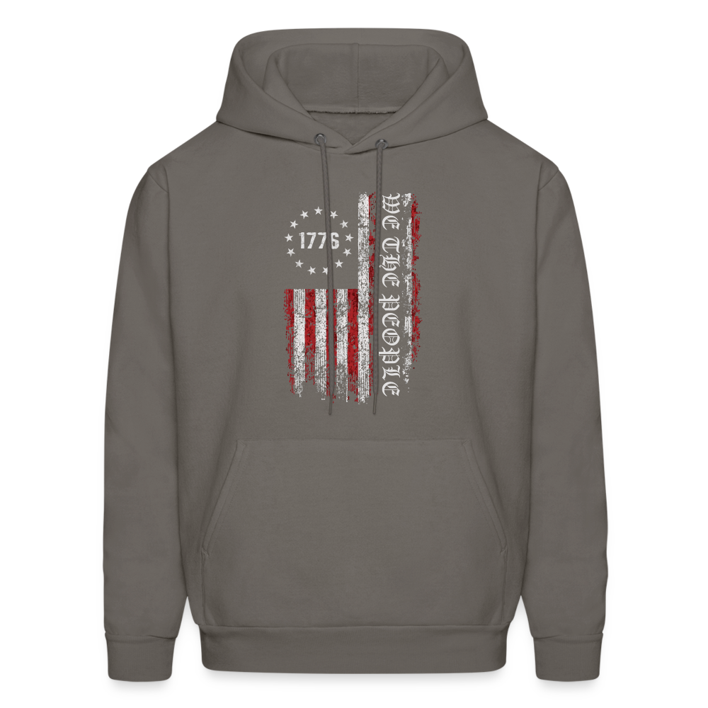 We The People with American Flag Hoodie (1776) - asphalt gray