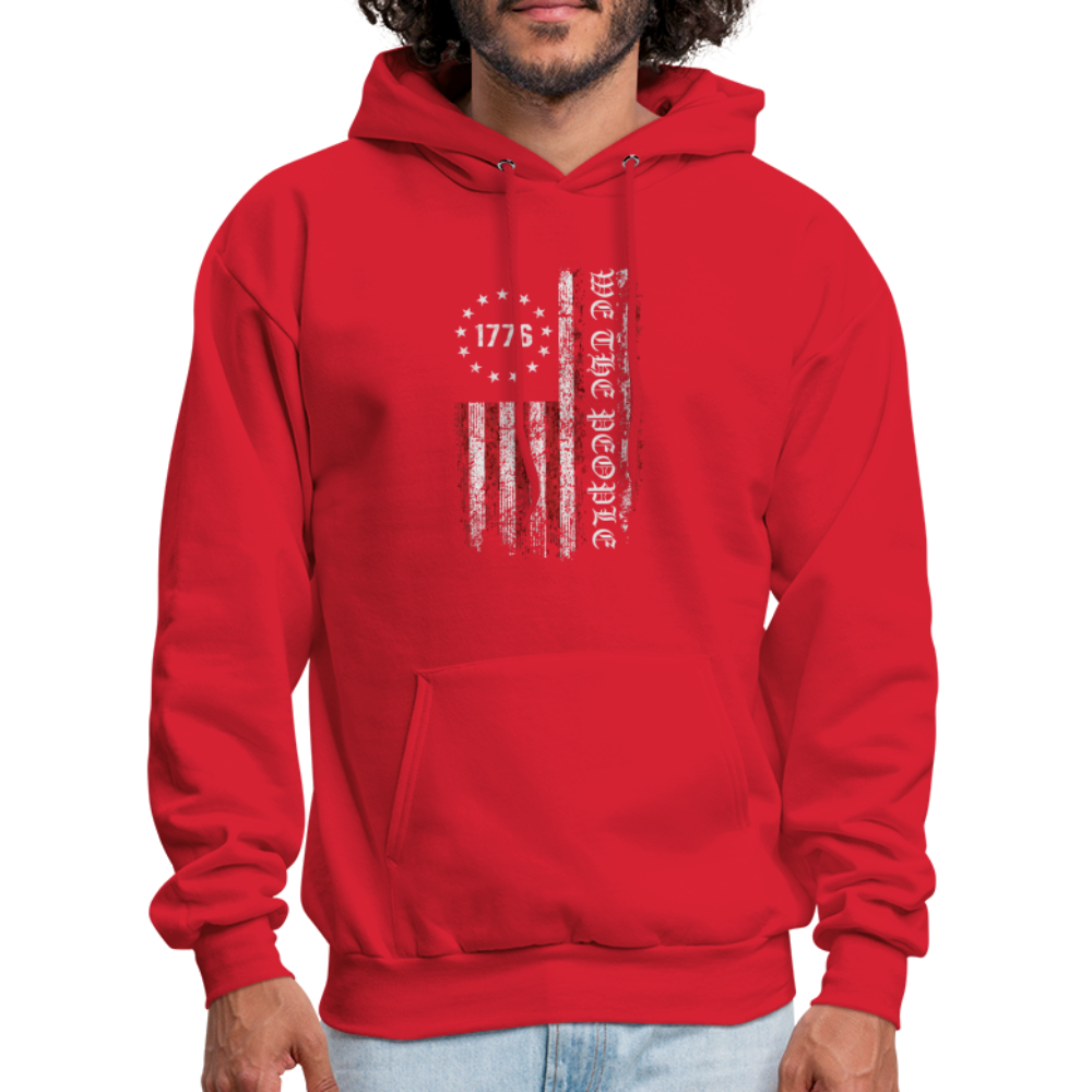 We The People with American Flag Hoodie (1776) - red