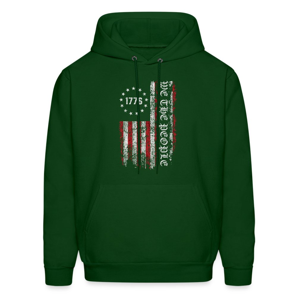 We The People with American Flag Hoodie (1776) - forest green