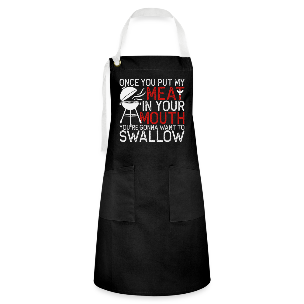 My Meat In Your Mouth - Artisan Apron (BBQ Humor) Color: black/white