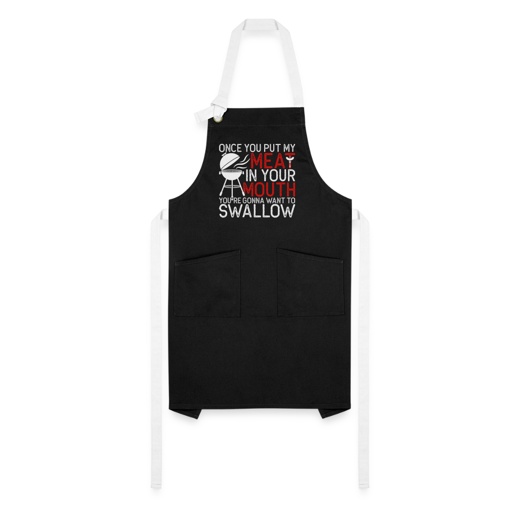 My Meat In Your Mouth - Artisan Apron (BBQ Humor) Color: black/white