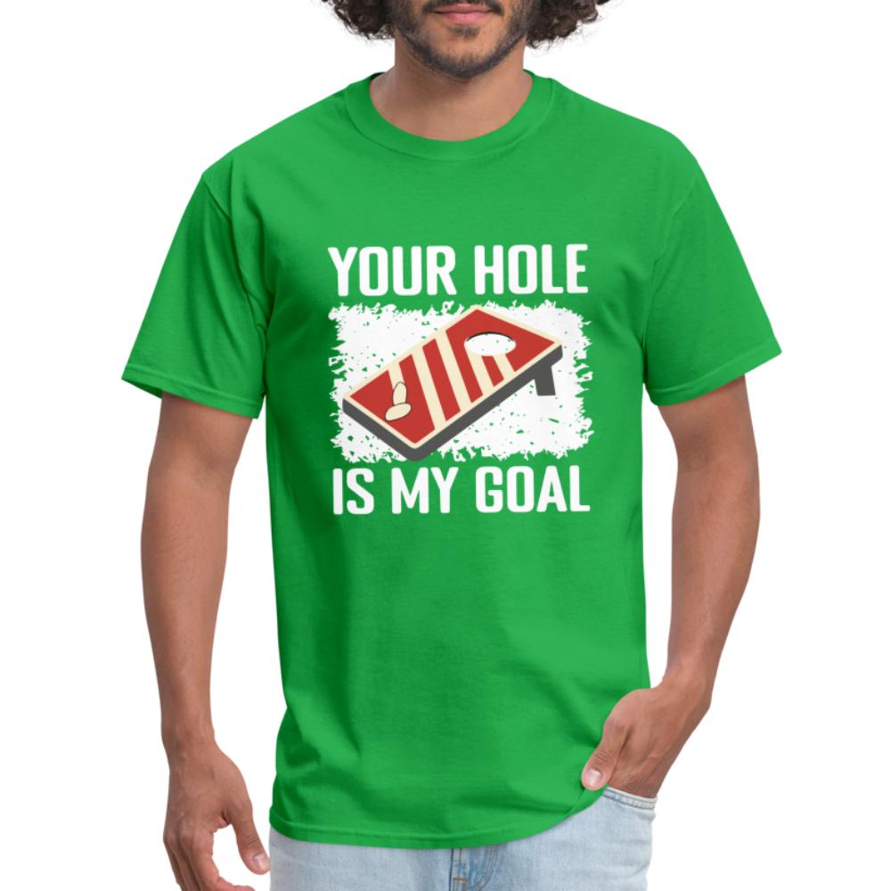 Your Hole Is My Goal T-Shirt (Cornhole Tee) - bright green