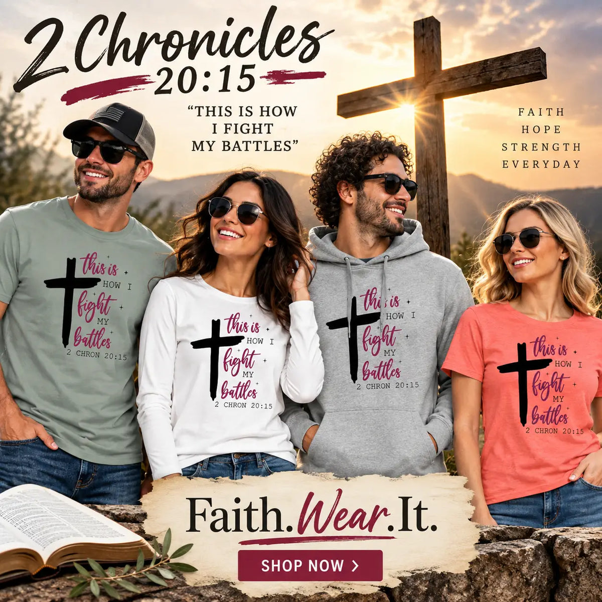 2 Chronicles 20:15 Fait Based T-Shirts and Apparel