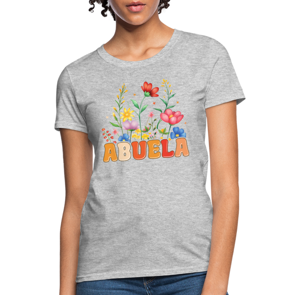 Abuela Women's T-Shirt with Floral Design - heather gray