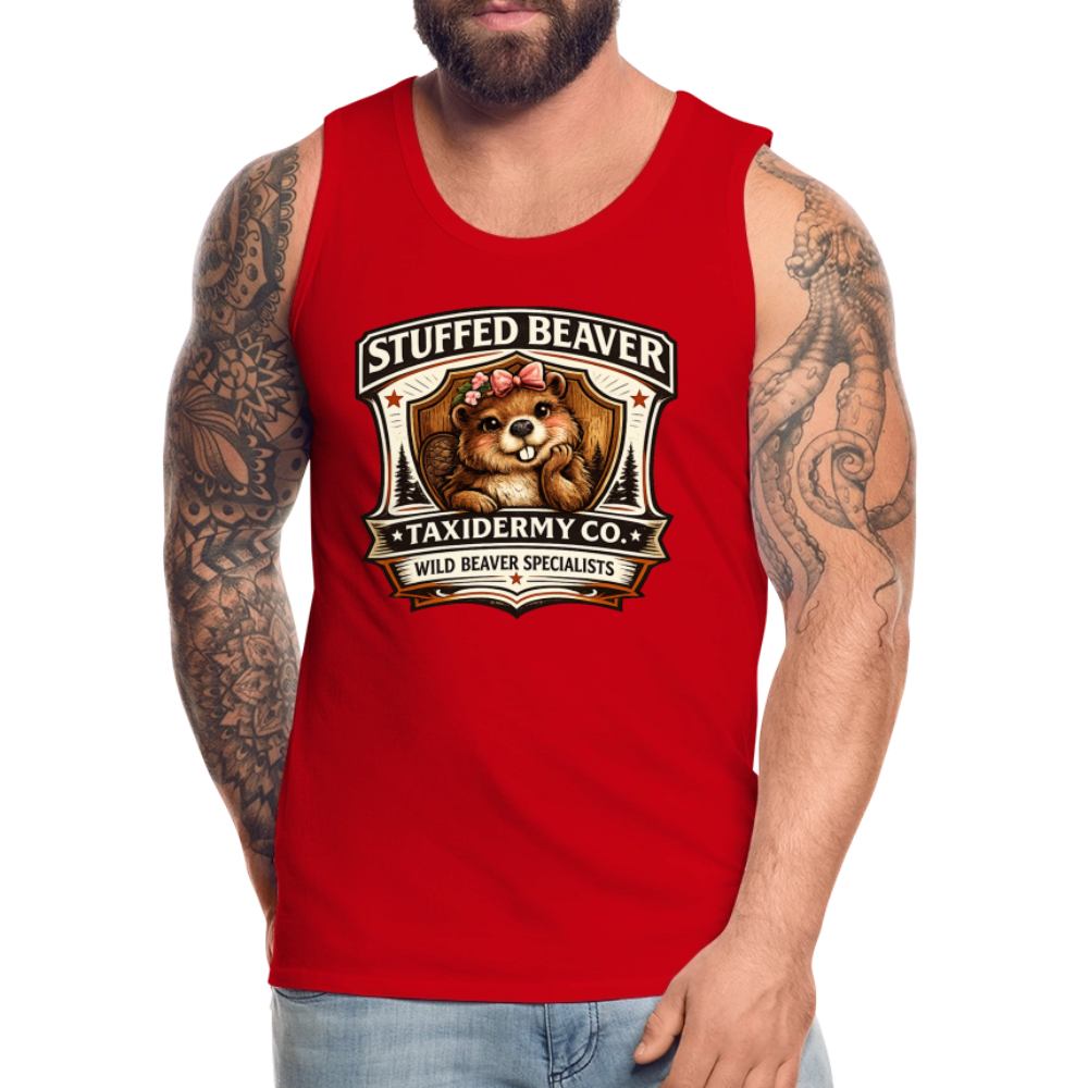 Stuffed Beaver Taxidermy Funny Tank Top Color: Deep Navy