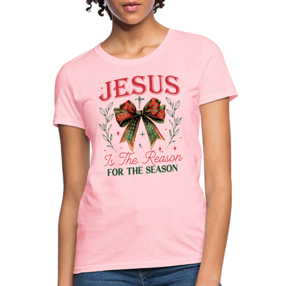 Jesus Is The Reason For The Season Women's Contoured T-Shirt - pink