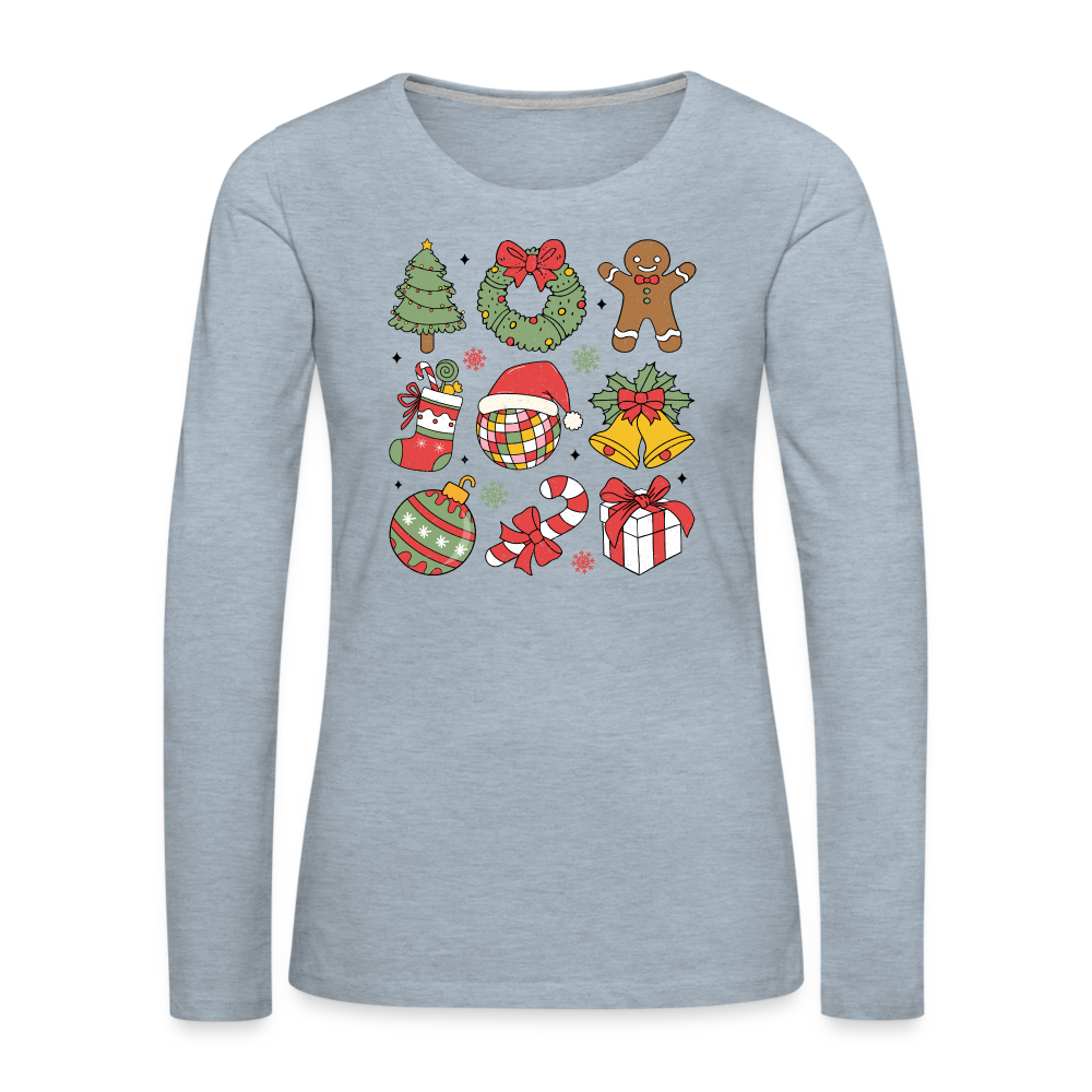 Christmas Holiday Season Women's Premium Long Sleeve T-Shirt - heather ice blue