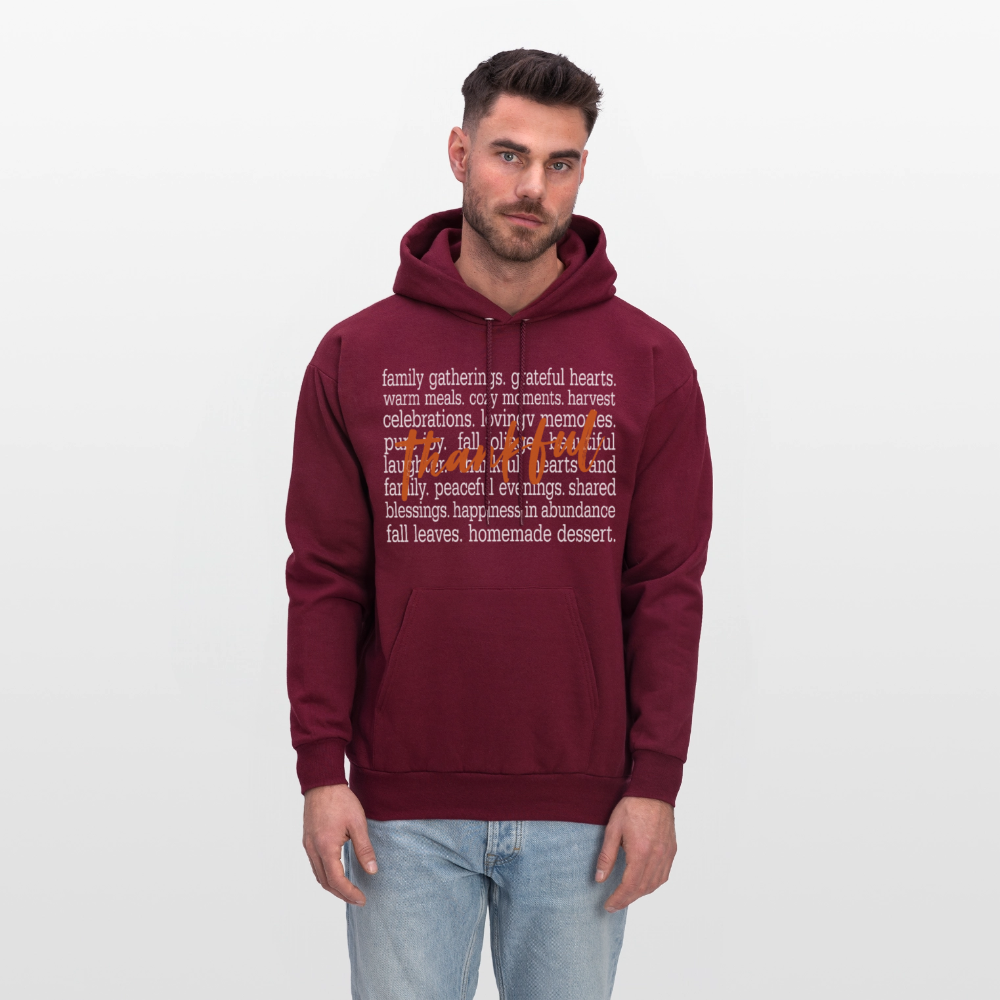 Thankful Word Art (Thanksgiving) Hoodie - burgundy