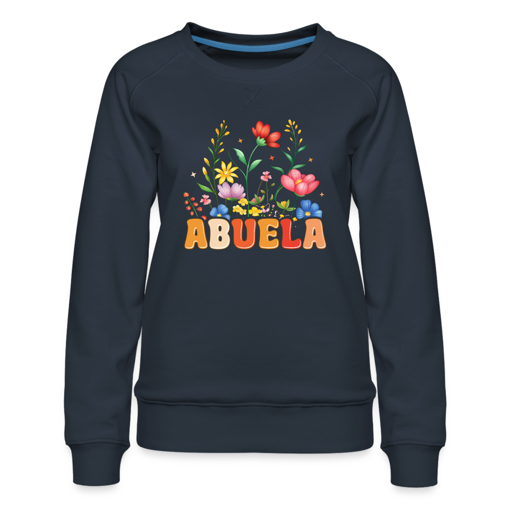 Abuela Women’s Premium Sweatshirt with Floral Design - navy