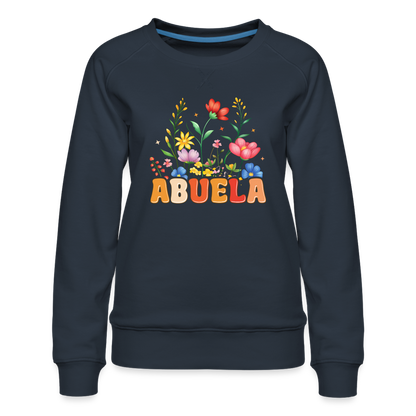 Abuela Women’s Premium Sweatshirt with Floral Design - navy