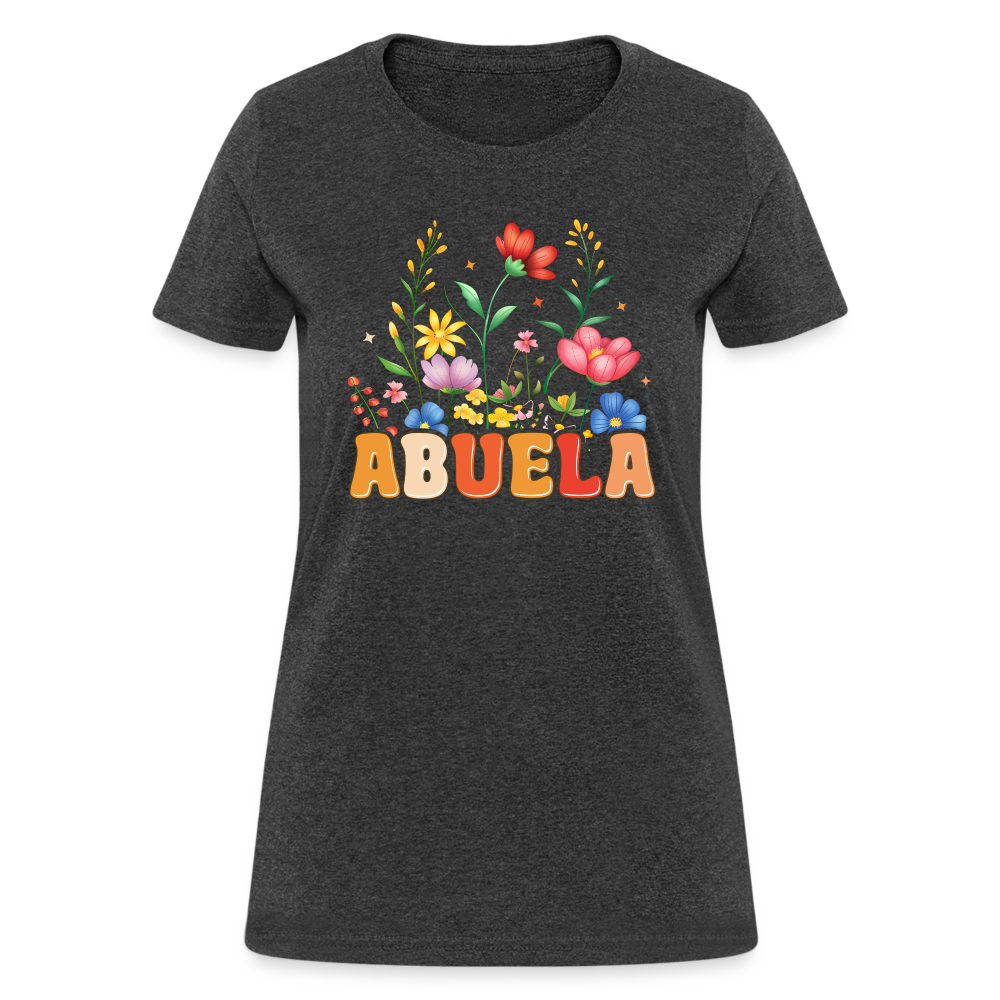 Abuela Women's T-Shirt with Floral Design - heather black