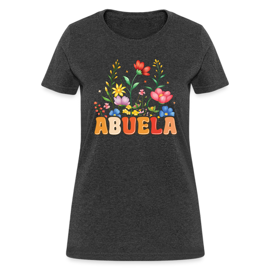 Abuela Women's T-Shirt with Floral Design - heather black