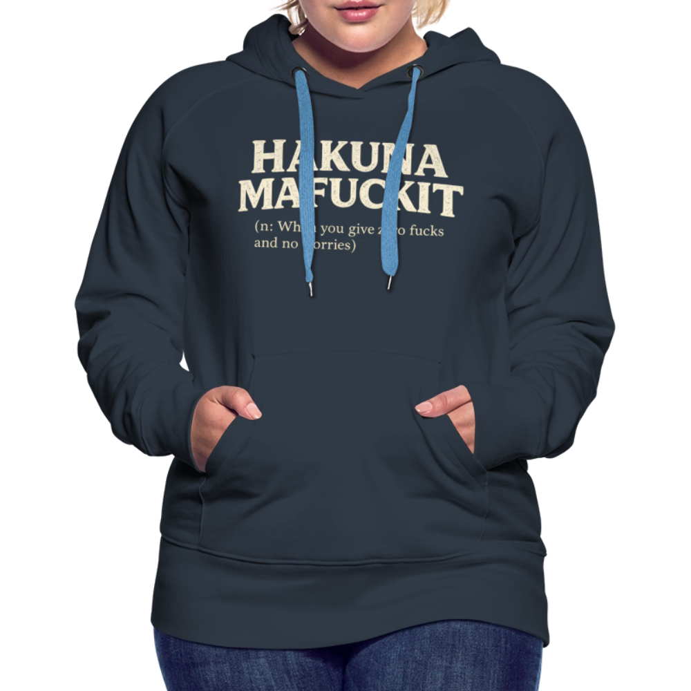 Hakuna Mafuckit Women’s Funny Graphic Hoodie Color: Heather Denim