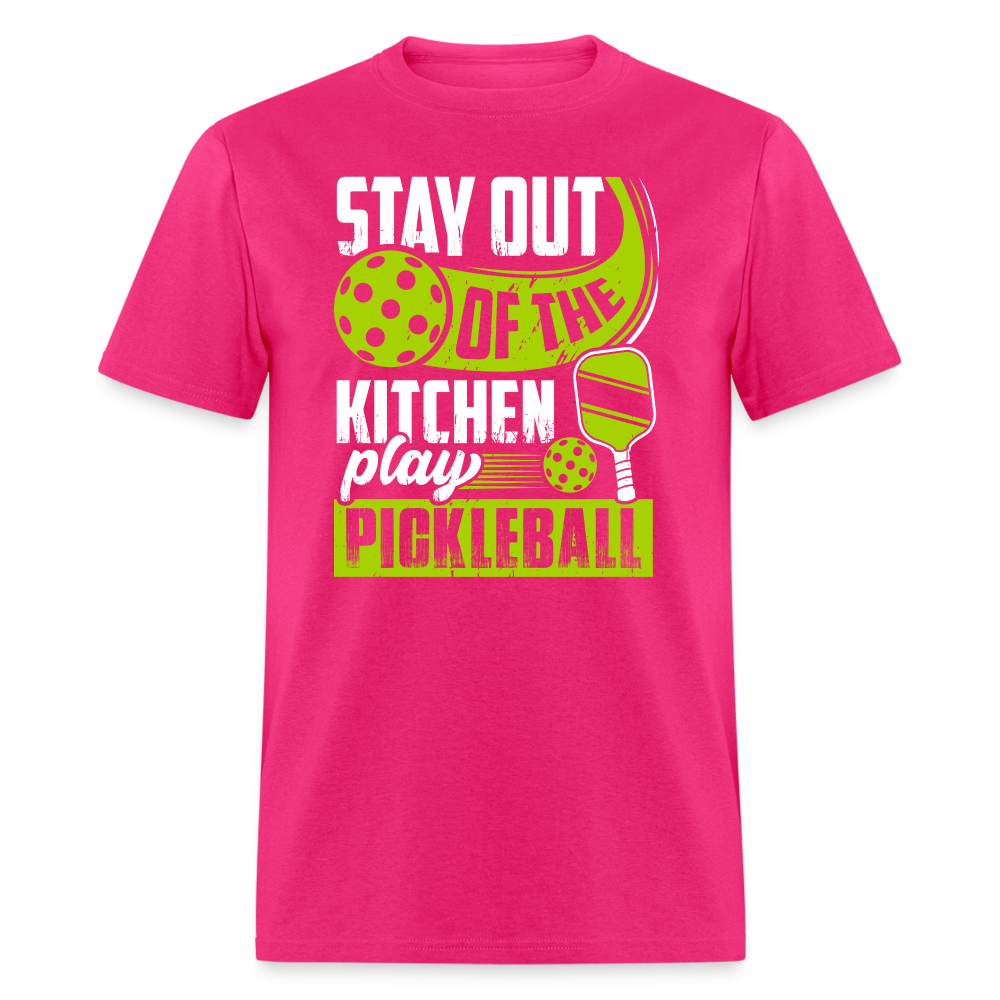 Stay Out Of The Kitchen Play Pickleball T-Shirt - fuchsia