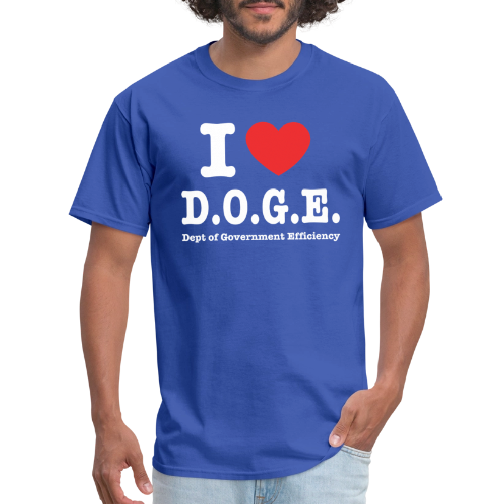 I Love DOGE (Dept of Government Efficiency) T-Shirt - royal blue