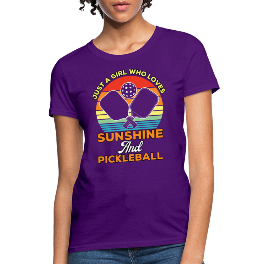 Just A Girl Who Loves Sunshine and Pickleball Women's Contoured T-Shirt - purple