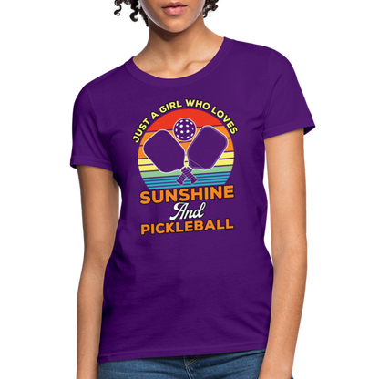 Just A Girl Who Loves Sunshine and Pickleball Women's Contoured T-Shirt - purple