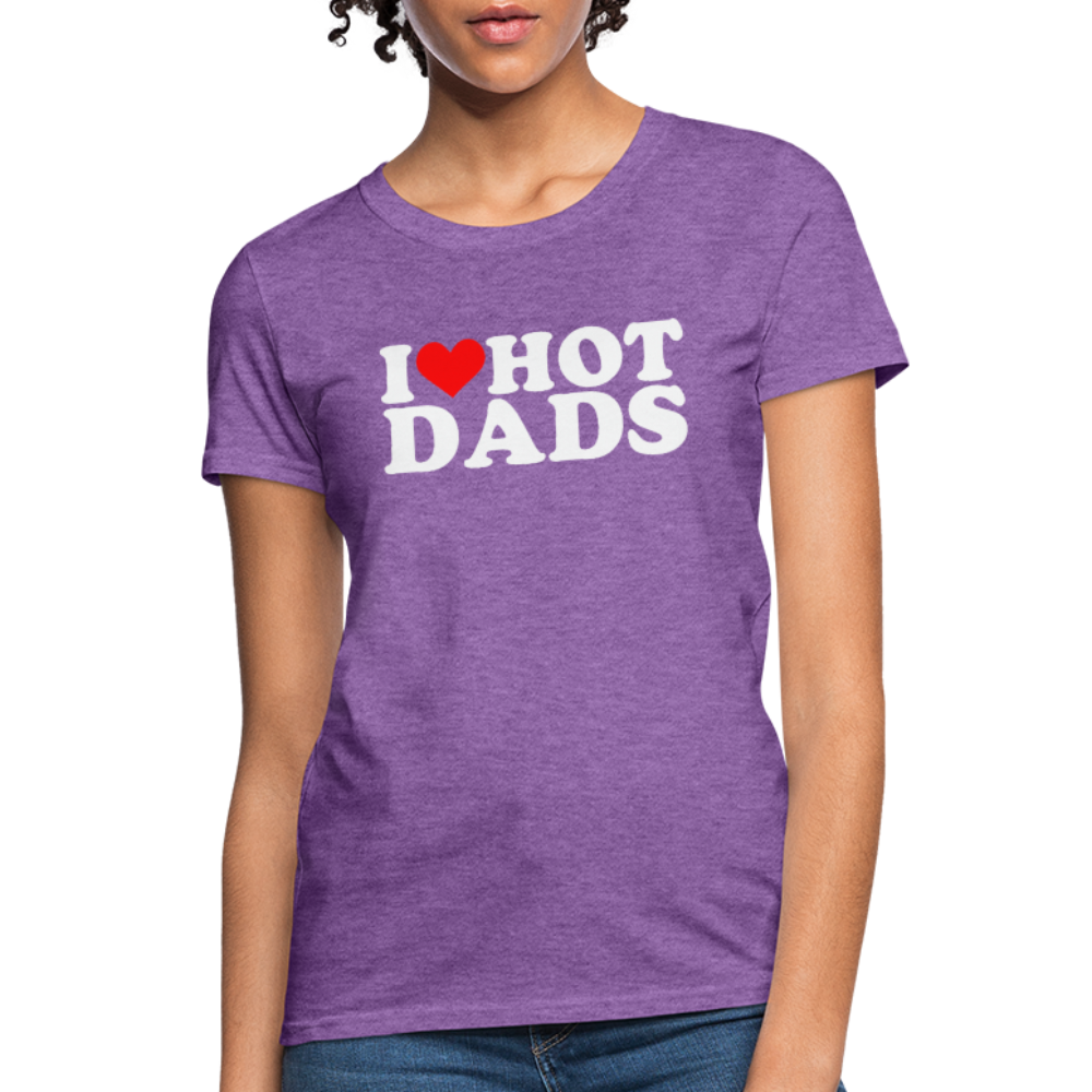 I Heart Hot Dads (Funny I Love Hot Dads) Women's Contoured T-Shirt - purple heather