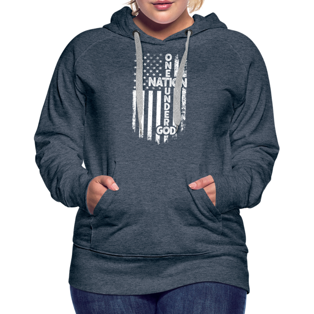 One Nation Under God Women’s Premium Hoodie - heather denim