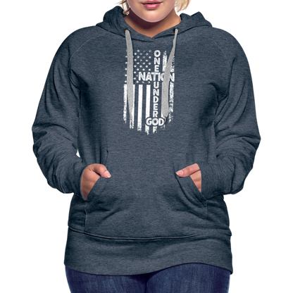 One Nation Under God Women’s Premium Hoodie - heather denim