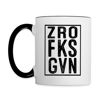 ZRO FKS GVN (Zero Fucks Given) Coffee Mug - white/black