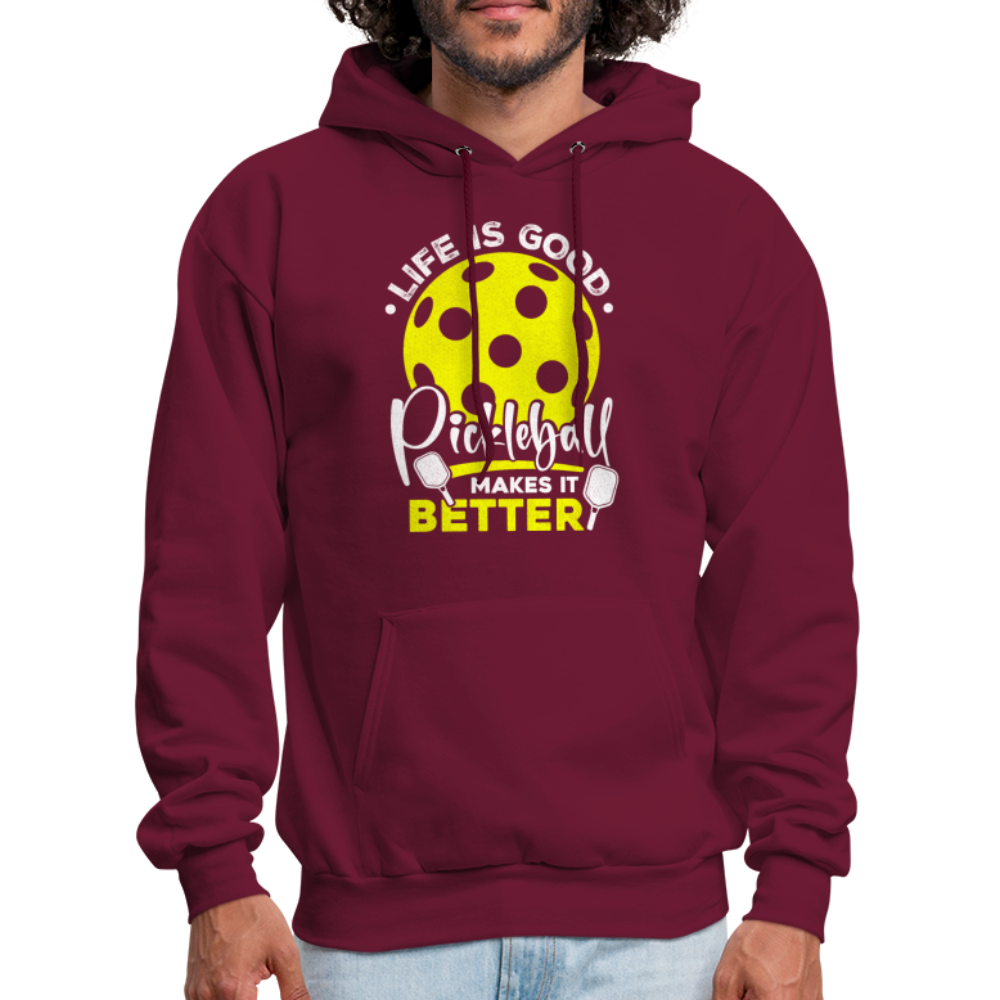 Life Is Good Pickleball Makes It Better Hoodie - burgundy