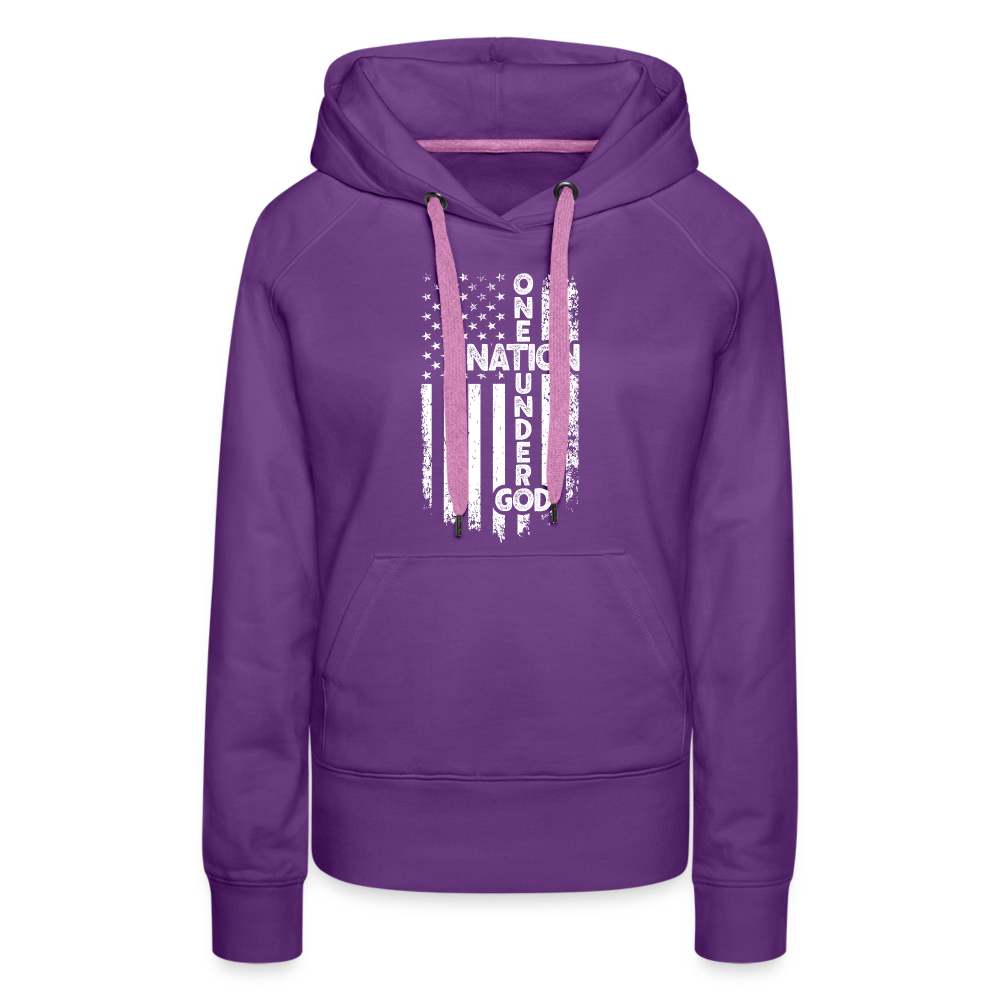 One Nation Under God Women’s Premium Hoodie - purple 