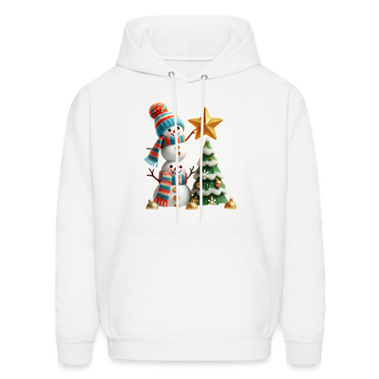 Cute Christmas Funny Snowman Decorating Tree Hoodie - white